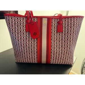Tory Burch Gemini Link Canvas Tote in Liberty Red